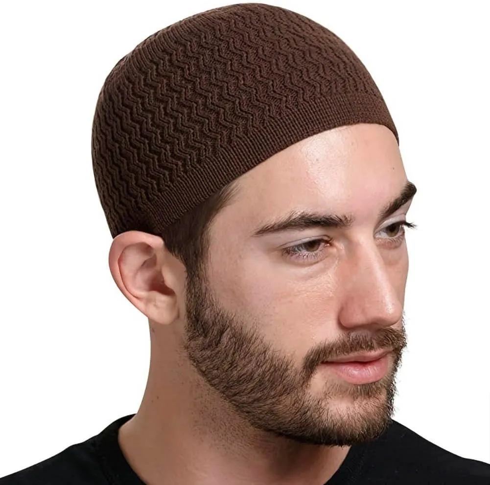 6 Pcs Knit Kufi Hats for Men Women Muslim Stretchy Skull Caps Cotton Helmet Liner Breathable Crochet Beanie Hat