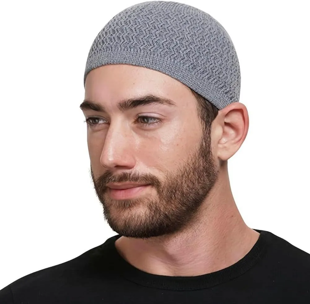 6 Pcs Knit Kufi Hats for Men Women Muslim Stretchy Skull Caps Cotton Helmet Liner Breathable Crochet Beanie Hat