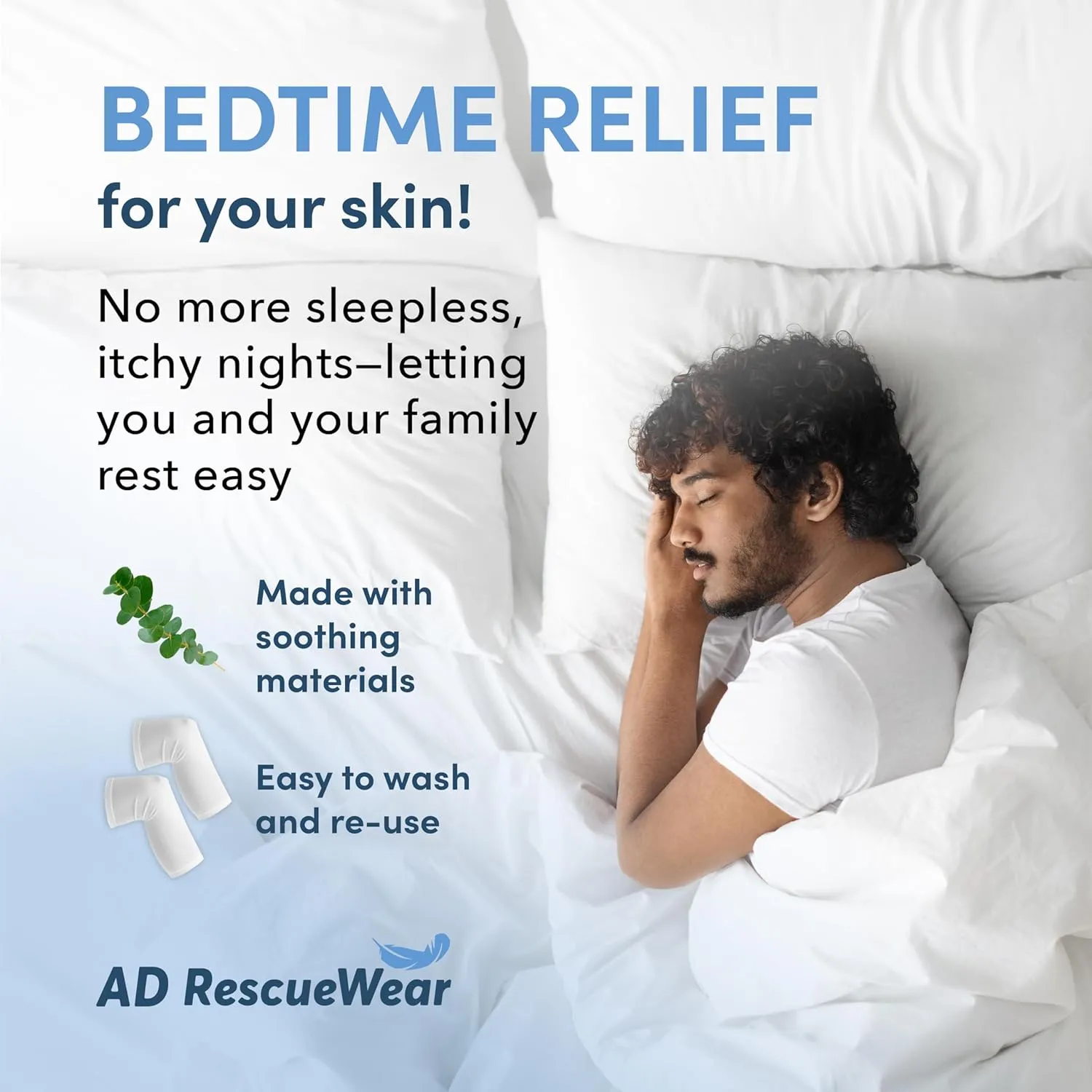 AD Rescuewear Eczema Arm and Leg Sleeves - Nighttime Comfort for Adults and Teens, Breathable, Comfortable Leg and Arm Wrap - Eczema Itch Relief - Ultra-Soft and Soothing TENCEL Fabric (Extra Small)
