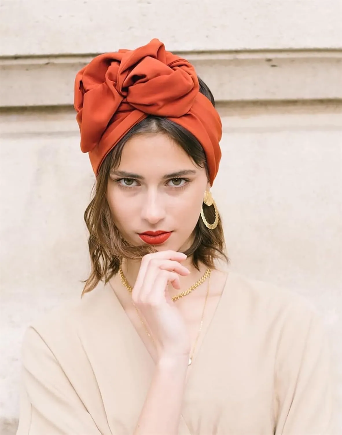 African Turban Beanie Hat Bowknot Headwrap Pre- tied Stretchy Daily Prom Headwraps for Women