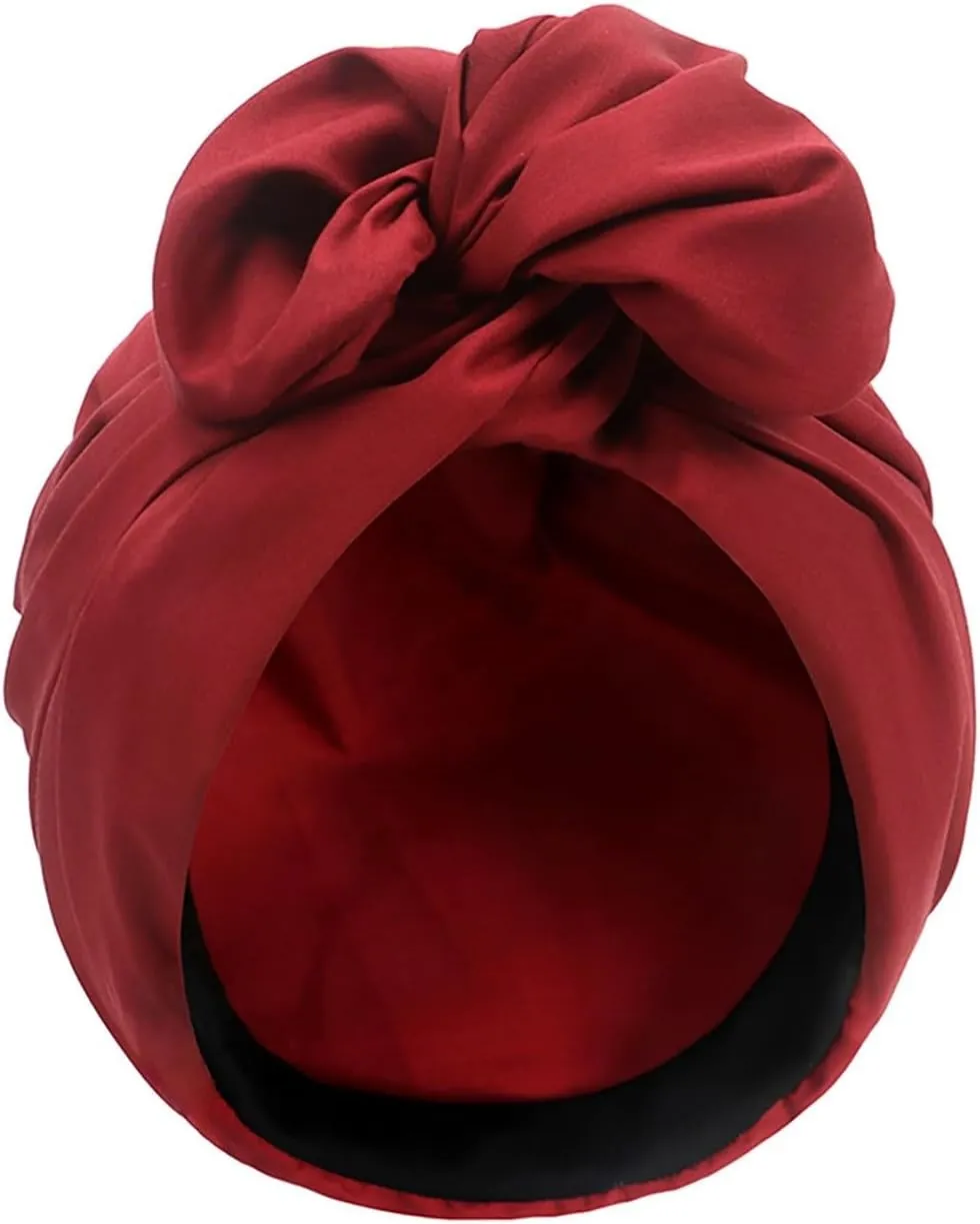 African Turban Beanie Hat Bowknot Headwrap Pre- tied Stretchy Daily Prom Headwraps for Women