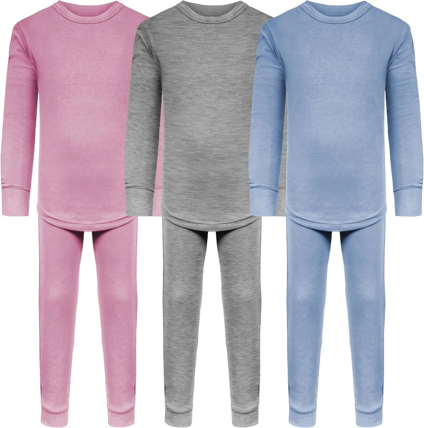 Andrew Scott Kids Base Layer Underwear Sets | Ultra-Soft Cotton Stretch | Girls - Boys | 3 Tops   3 Bottoms