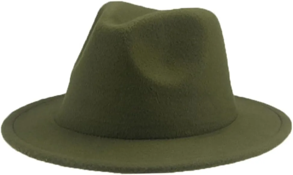 Autumn And Winter Wool Felt Big Brim Hat Men And Women Woolen Chain Hat Classic Retro Jazz Hat 1Pcs