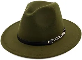 Autumn And Winter Wool Felt Big Brim Hat Men And Women Woolen Chain Hat Classic Retro Jazz Hat 1Pcs