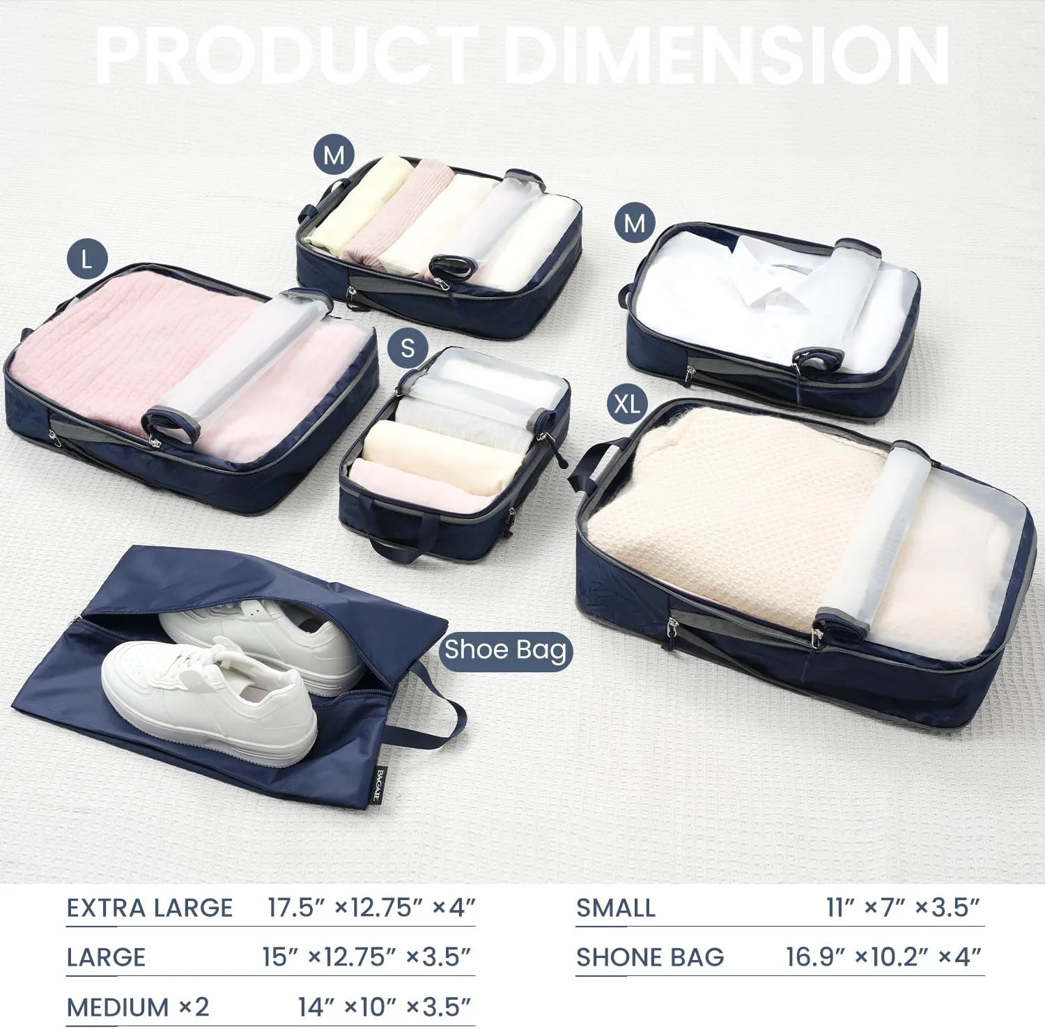 BAGAIL 4 Set/6 Set Ultralight Compression Packing Cubes Packing Organizer for Travel Accessories Luggage Suitcase Backpack
