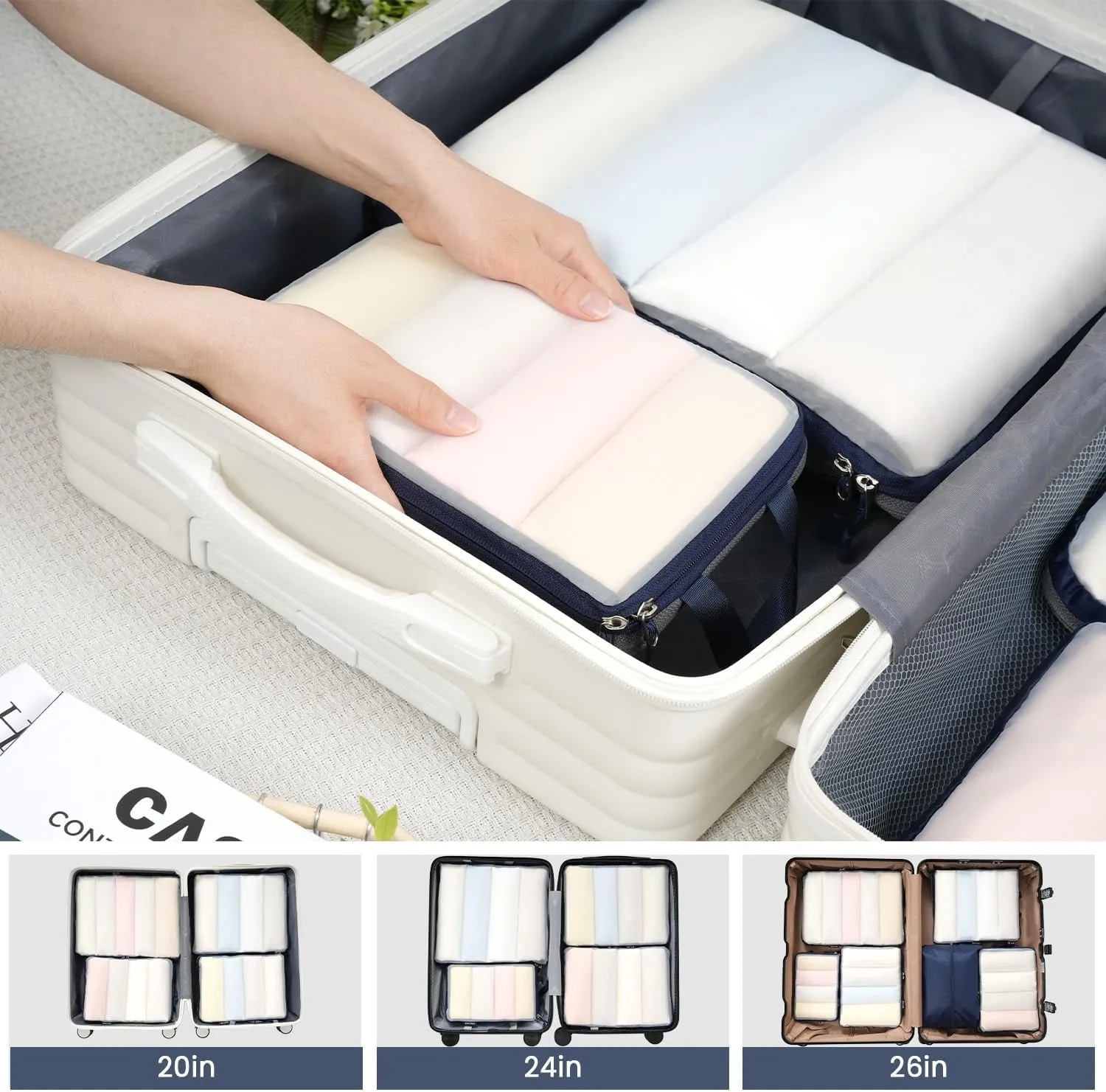BAGAIL 4 Set/6 Set Ultralight Compression Packing Cubes Packing Organizer for Travel Accessories Luggage Suitcase Backpack