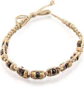 BlueRica Hemp Anklet with Coconut Shell Beads