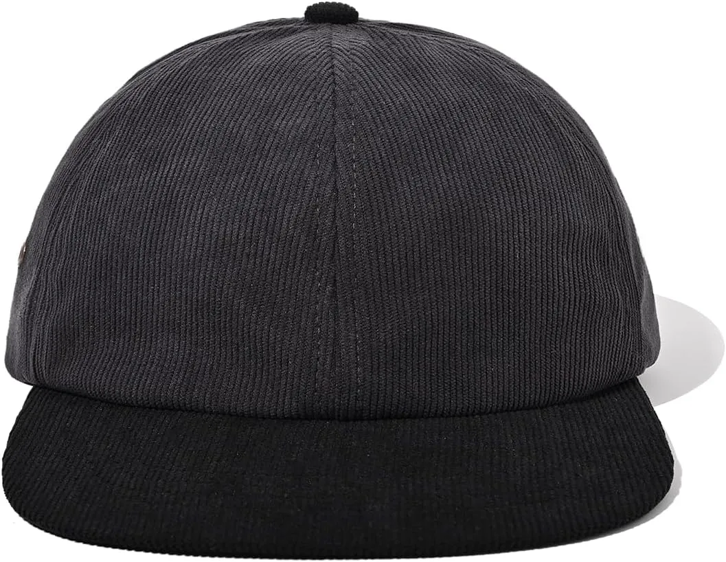 Clakllie Corduroy 6 Panel Hat Flat Brim Baseball Caps Flat Bill Sun Cap Low Profile Trucker Hat Soft Top Unstructured Hat