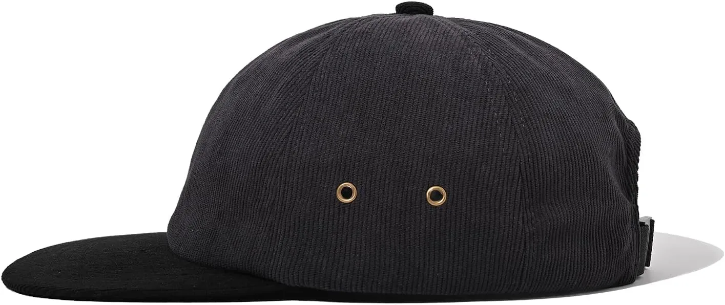 Clakllie Corduroy 6 Panel Hat Flat Brim Baseball Caps Flat Bill Sun Cap Low Profile Trucker Hat Soft Top Unstructured Hat