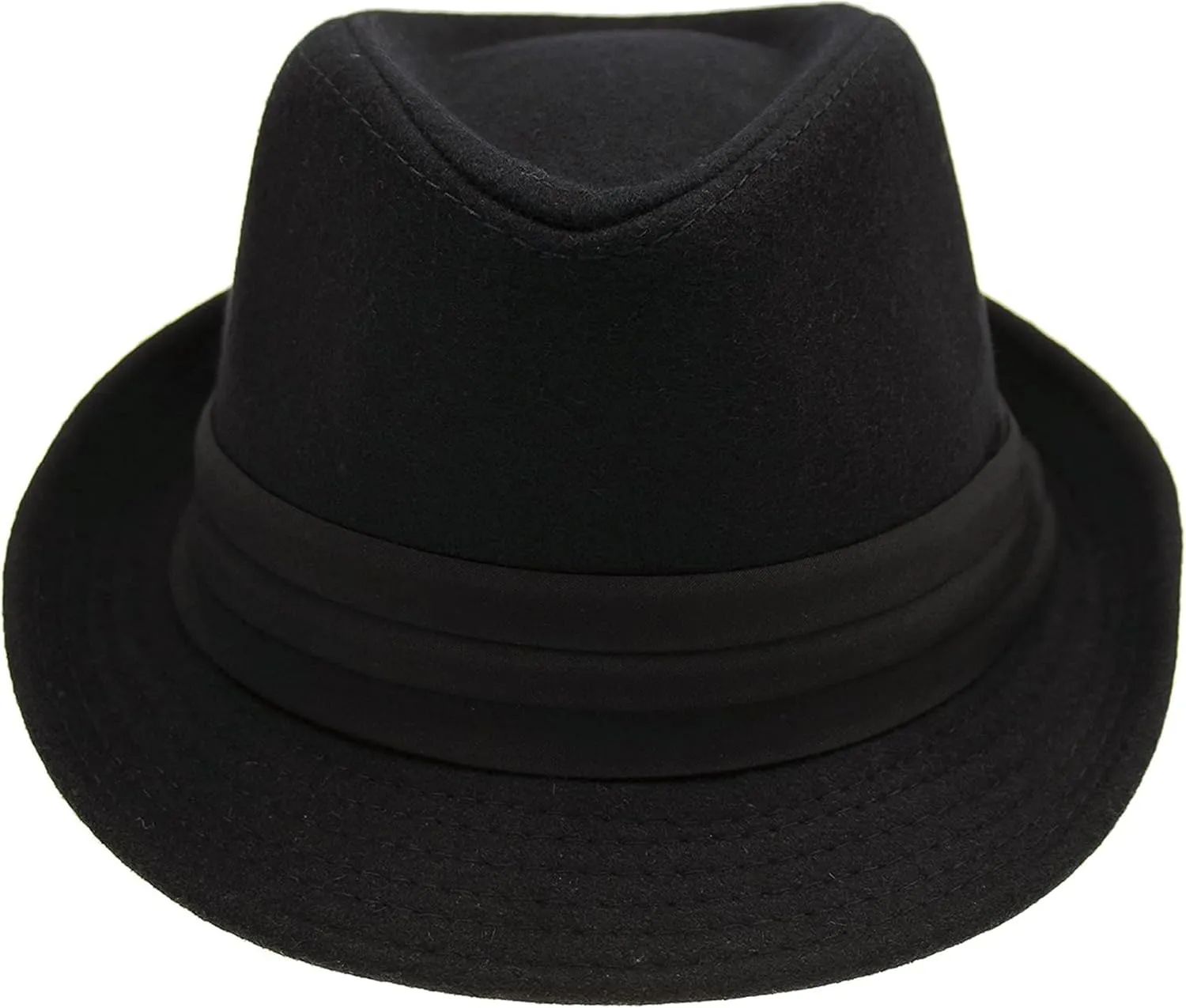 Classic Felt-Trilby-Fedora-Hat with Short-Brim for Women Men - Unisex Manhattan Gangster Jazz Hat Black