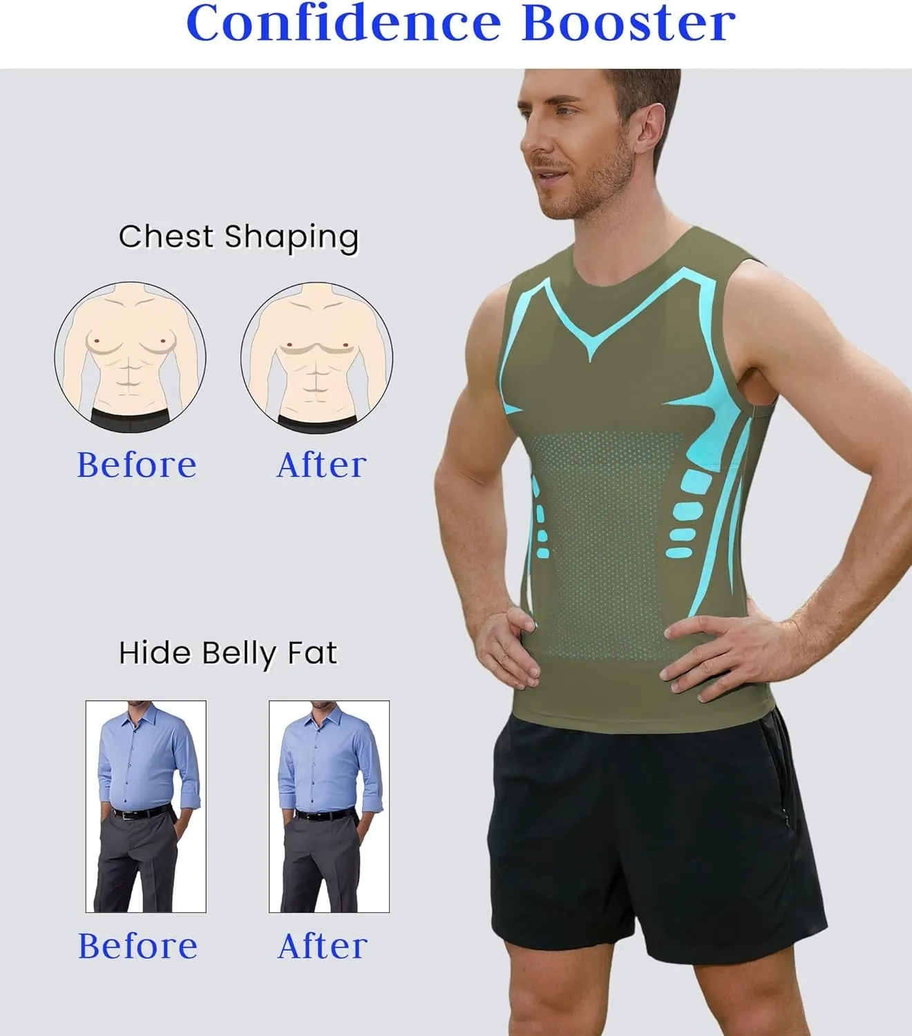 Compression Shirt Men Slimming Body Shaper Vest Crewneck Workout Shirts Tummy Control Undershirts