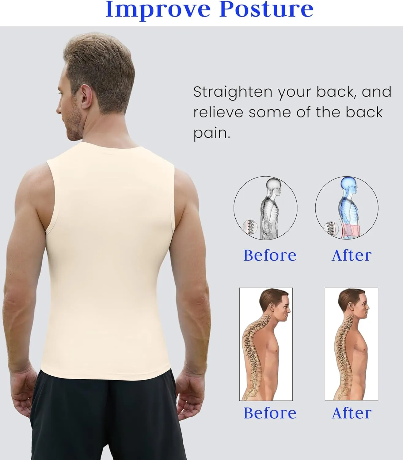 Compression Shirt Men Slimming Body Shaper Vest Crewneck Workout Shirts Tummy Control Undershirts
