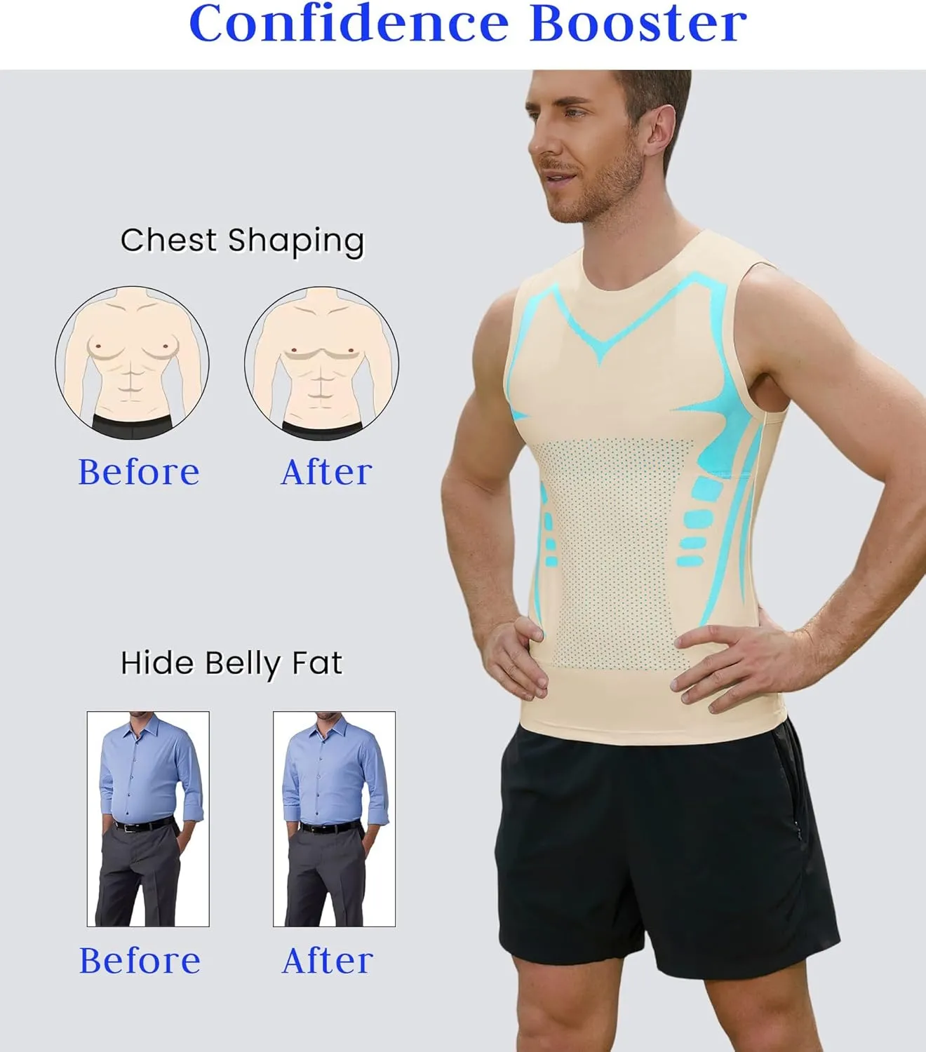 Compression Shirt Men Slimming Body Shaper Vest Crewneck Workout Shirts Tummy Control Undershirts