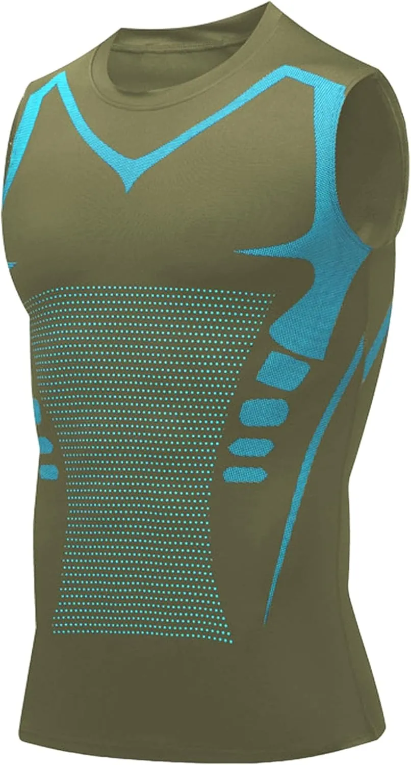 Compression Shirt Men Slimming Body Shaper Vest Crewneck Workout Shirts Tummy Control Undershirts