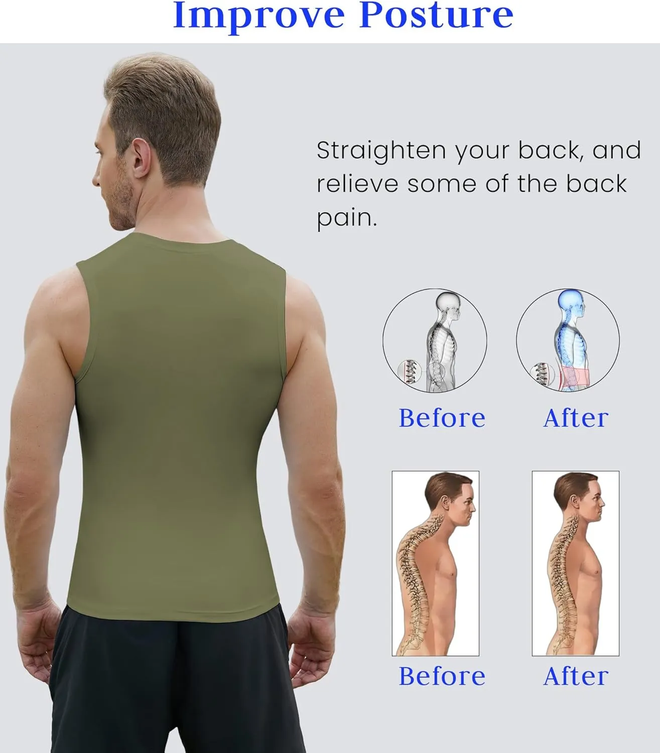 Compression Shirt Men Slimming Body Shaper Vest Crewneck Workout Shirts Tummy Control Undershirts