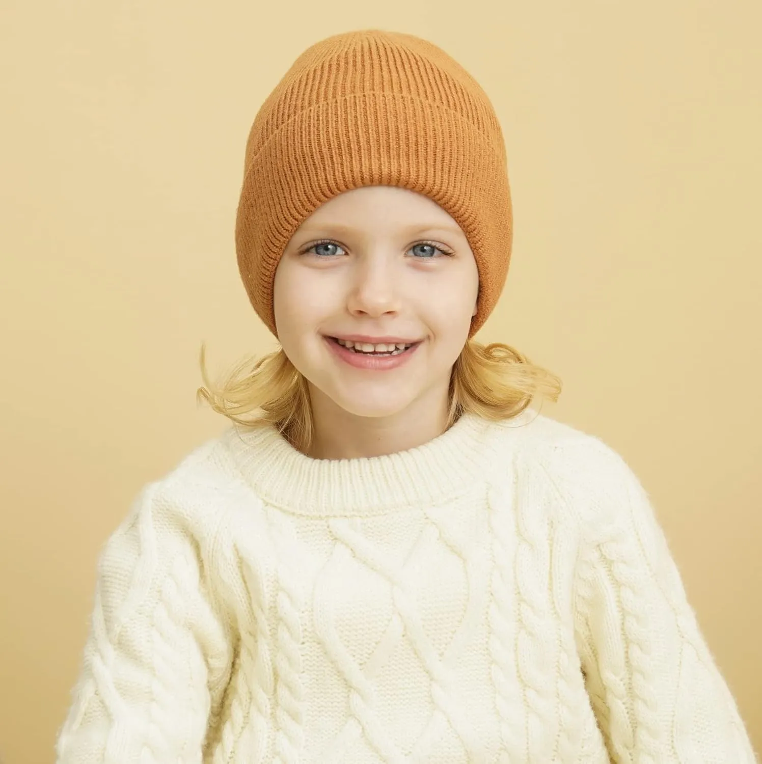 Connectyle Kids Beanie Hat Warm Winter Hats for Boys Girls Fleece Lined Knit Cap