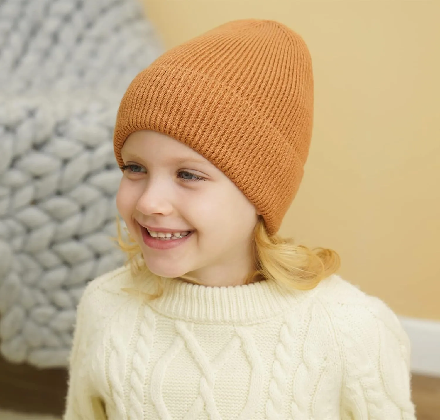 Connectyle Kids Beanie Hat Warm Winter Hats for Boys Girls Fleece Lined Knit Cap