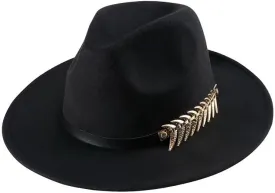 Cowboy Hat for Women and Men Western Felt Fedora Hat Black Wide Brim Cowboy Cowgirl Hat