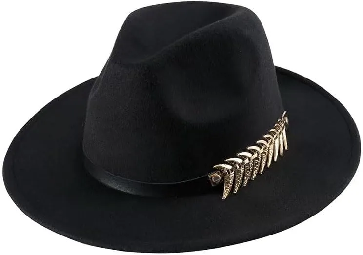 Cowboy Hat for Women and Men Western Felt Fedora Hat Black Wide Brim Cowboy Cowgirl Hat