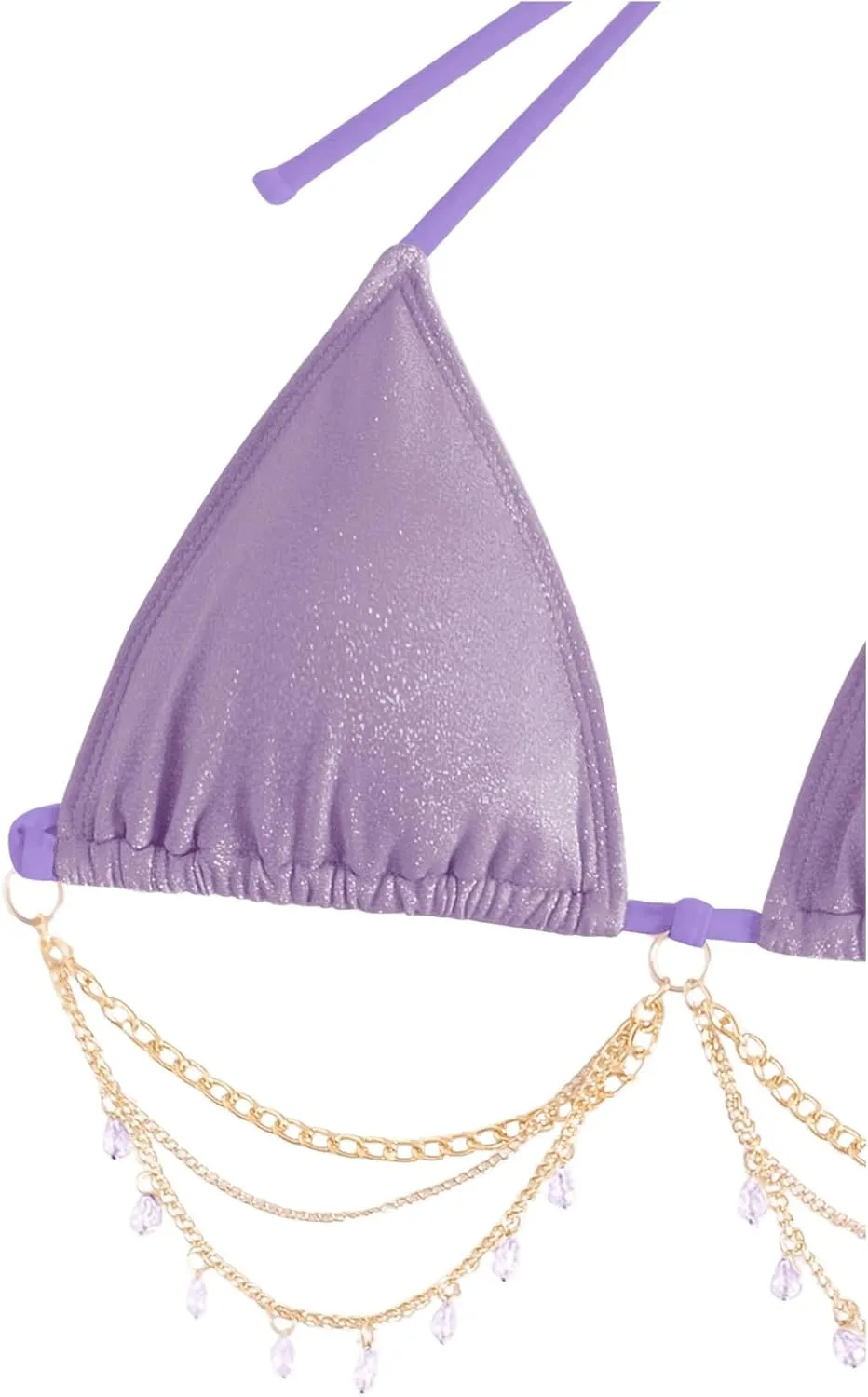 COZYEASE Women's 3 Piece Bikini Set Backless Halter Neck Triangle Chain Swimsuit Set with Beach Skirt