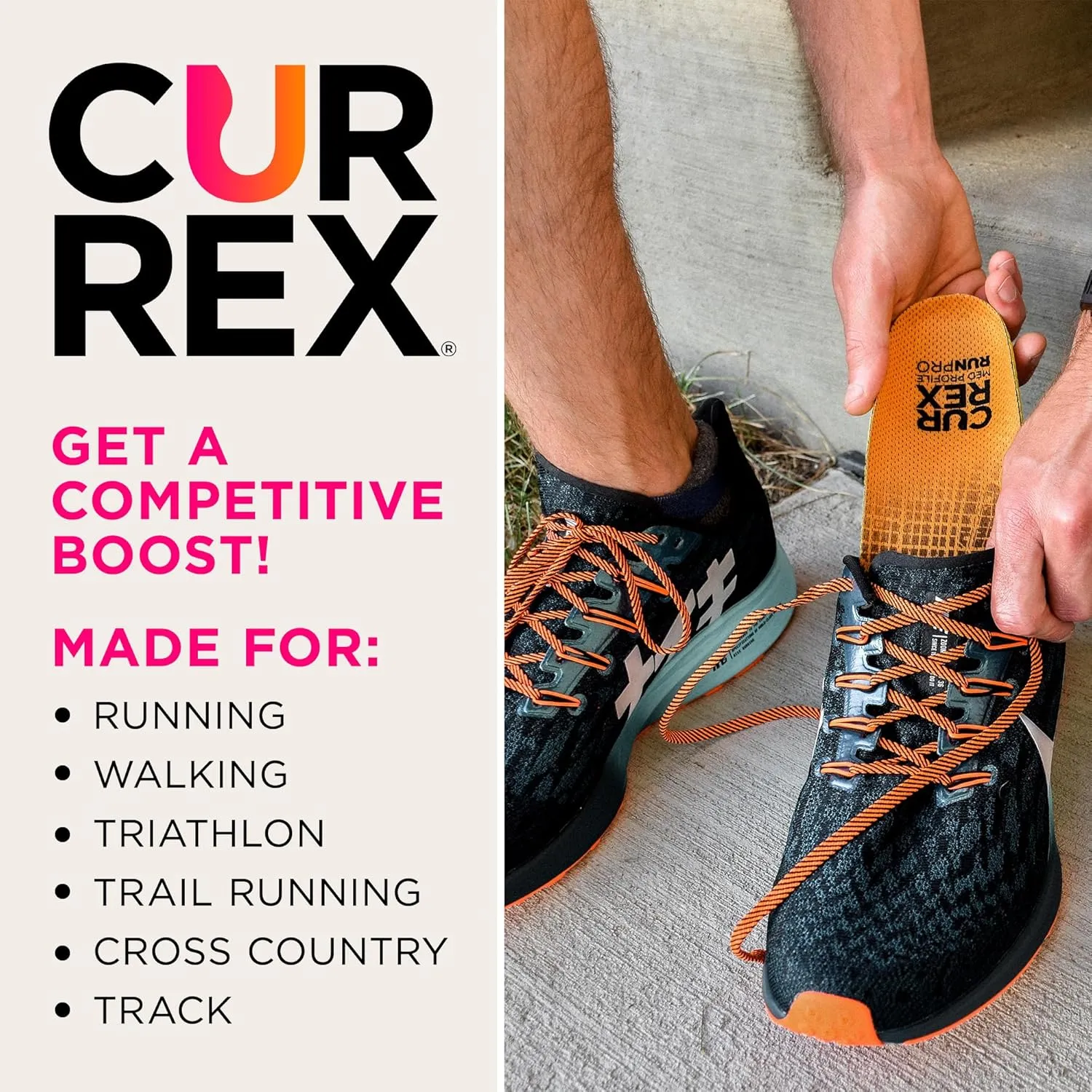 CURREX RunPro Insoles for Running Shoes  Arch Support Inserts to Help Reduce Fatigue, Prevent Injuries & Boost Performance  For Men & Women  High Arch, Large