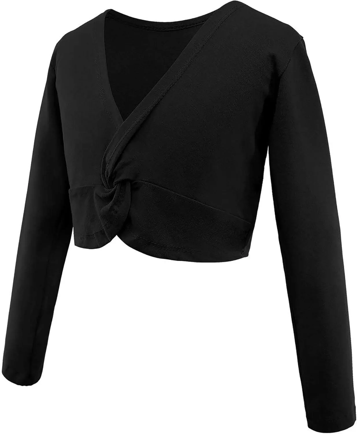 Daydance Girl's Dance Crop Tops Ballet Wrap Shrug Sweater Long Sleeve
