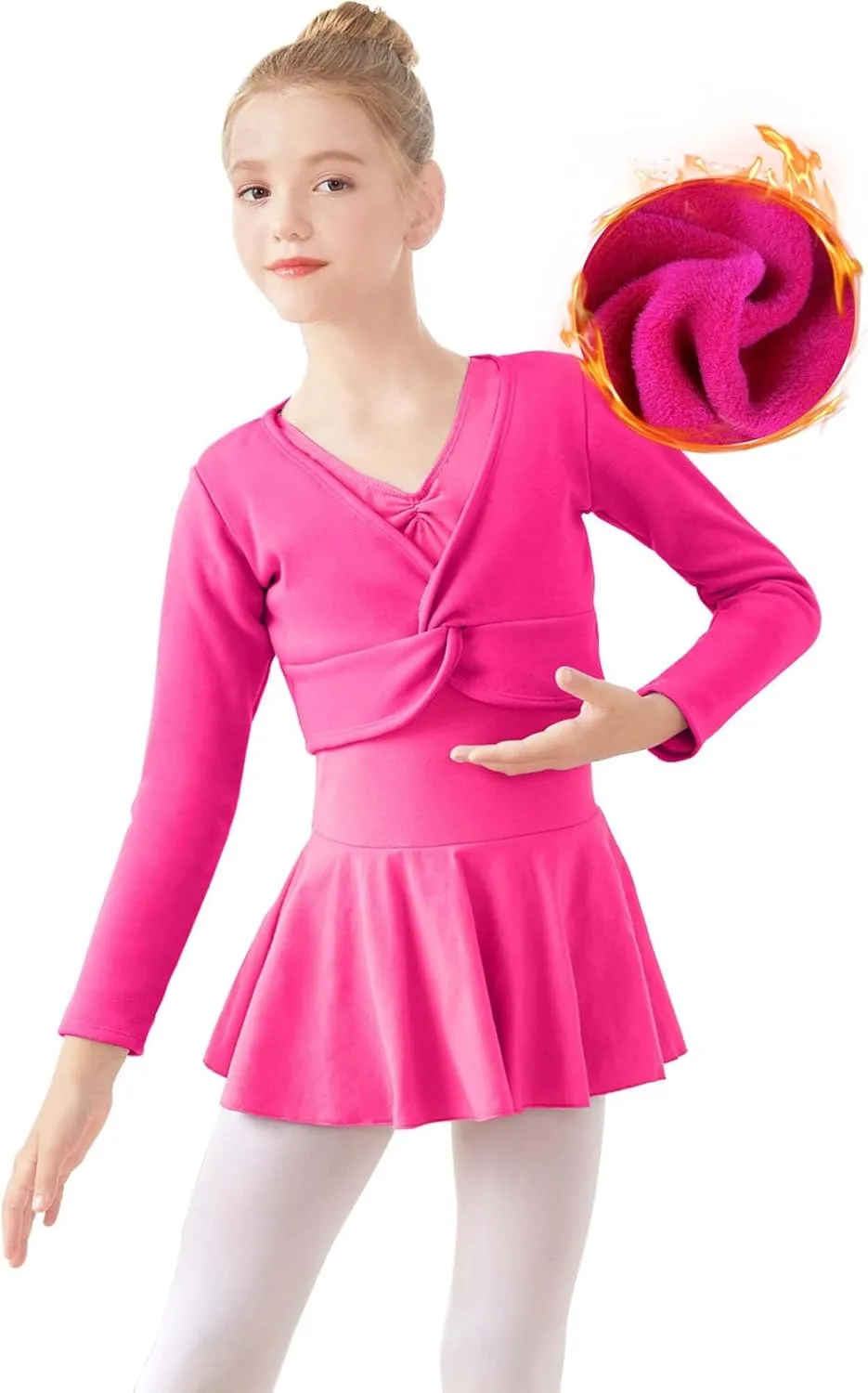Daydance Girl's Dance Crop Tops Ballet Wrap Shrug Sweater Long Sleeve