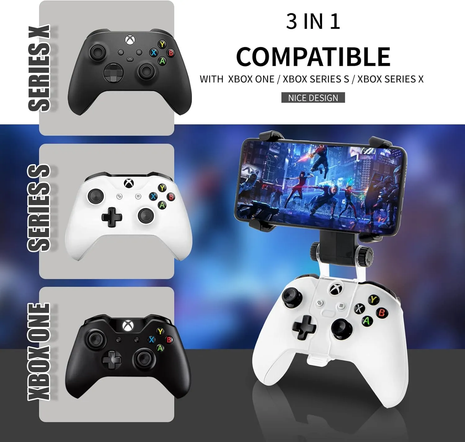 ECHZOVE Xbox Series X Controller Phone Clip, Xbox One Controller Mobile Phone Mount Adjustable Phone Holder Clamp for Xbox Series S/X, Xbox One S/X, Xbox One Controllers