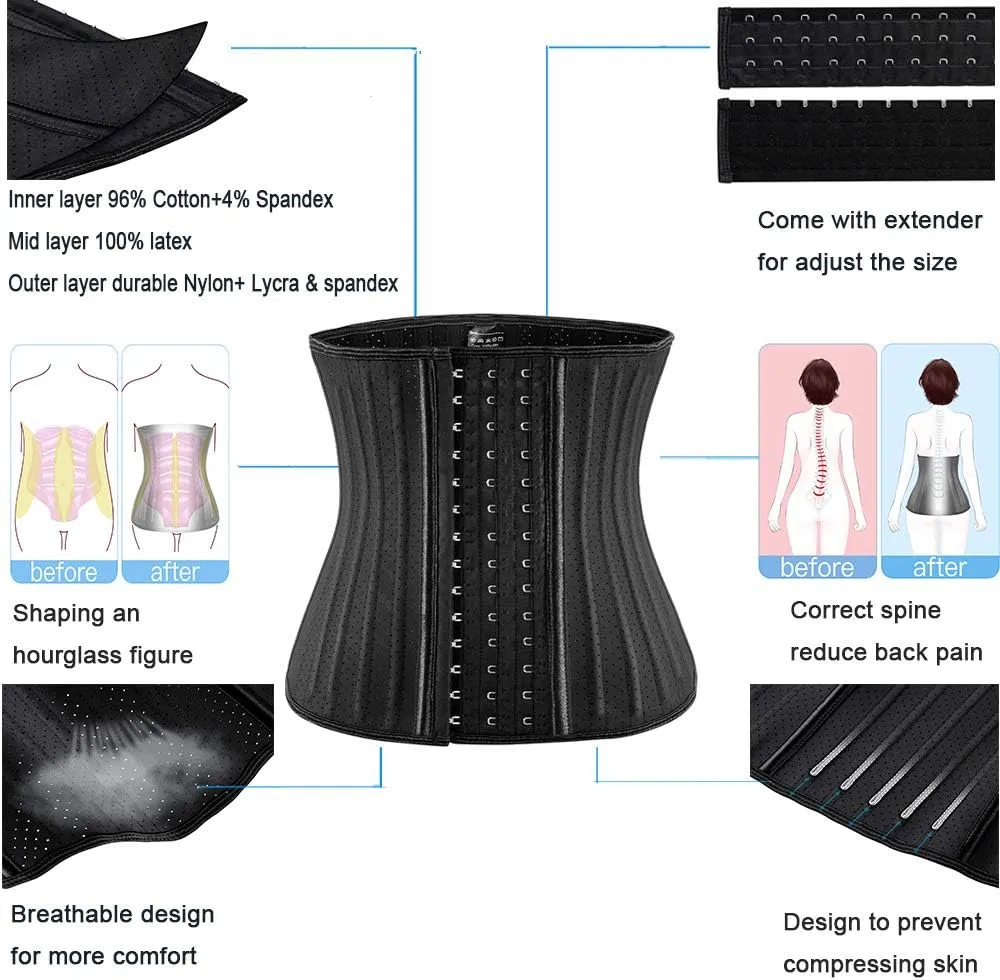 ECOWALSON Waist Trainer for Women Corset Cincher Body Shaper Girdle Trimmer with Steel Bones Extender