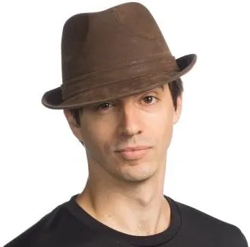 Fedora Brown Leatherlike Adult