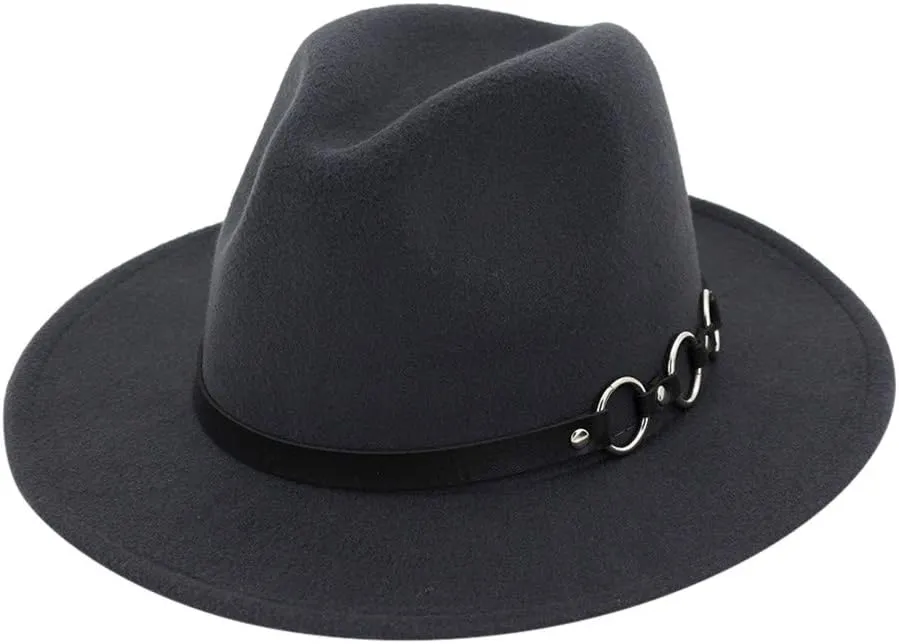 Fedora Hats for Men Women Wide Brim Fedora Panama Hat Men's Dress Hats with Belt Buckle