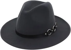 Fedora Hats for Men Women Wide Brim Fedora Panama Hat Men's Dress Hats with Belt Buckle