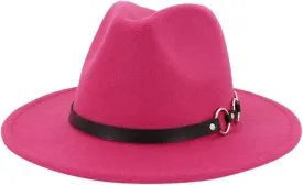 Fedora Hats for Men Women Wide Brim Fedora Panama Hat Men's Dress Hats with Belt Buckle