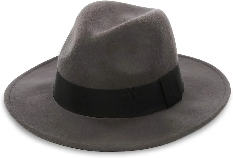 FORBUSITE Wool Felt Wide Brim Fedora Hats for Women Men