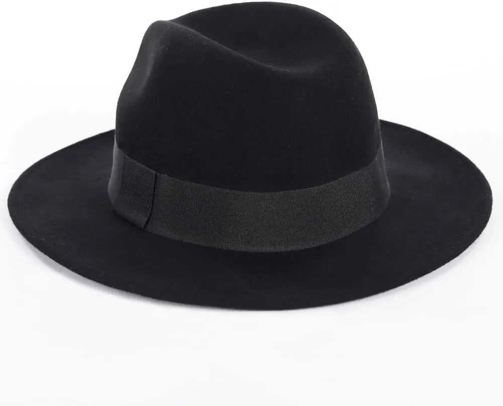 FORBUSITE Wool Felt Wide Brim Fedora Hats for Women Men
