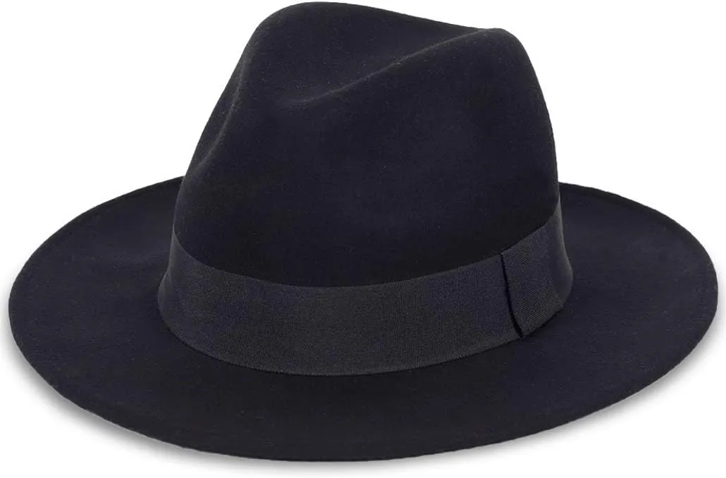 FORBUSITE Wool Felt Wide Brim Fedora Hats for Women Men