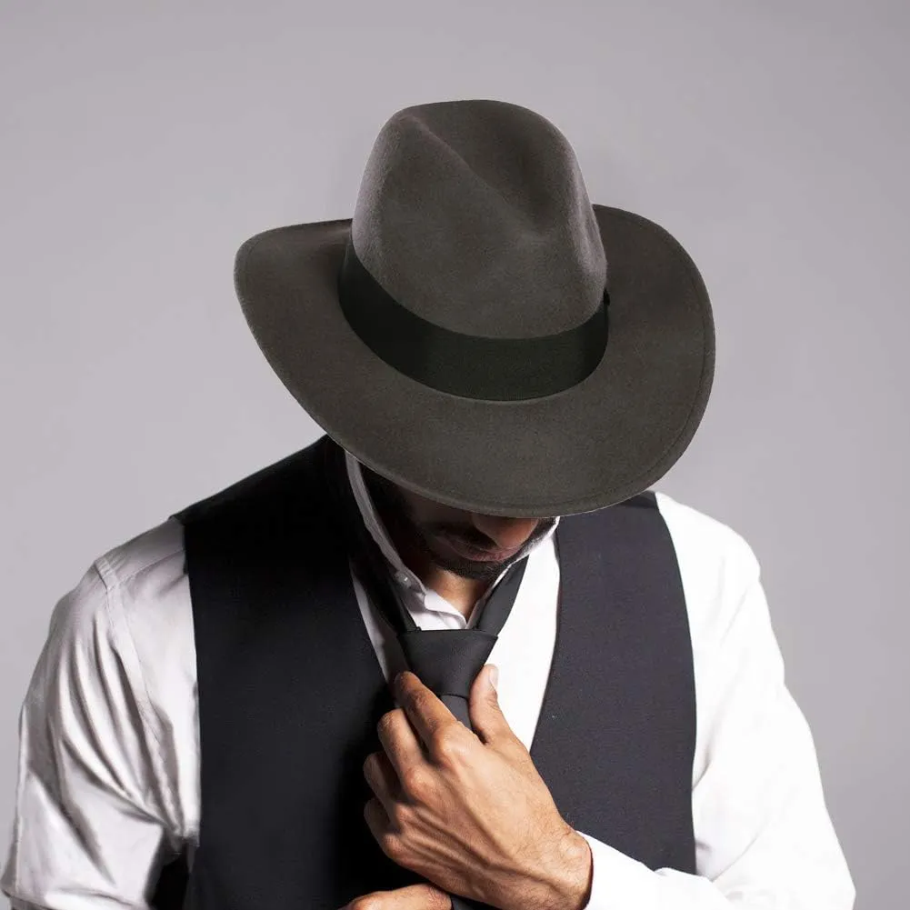 FORBUSITE Wool Felt Wide Brim Fedora Hats for Women Men