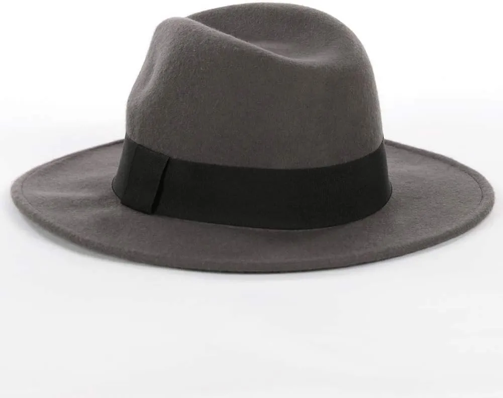 FORBUSITE Wool Felt Wide Brim Fedora Hats for Women Men