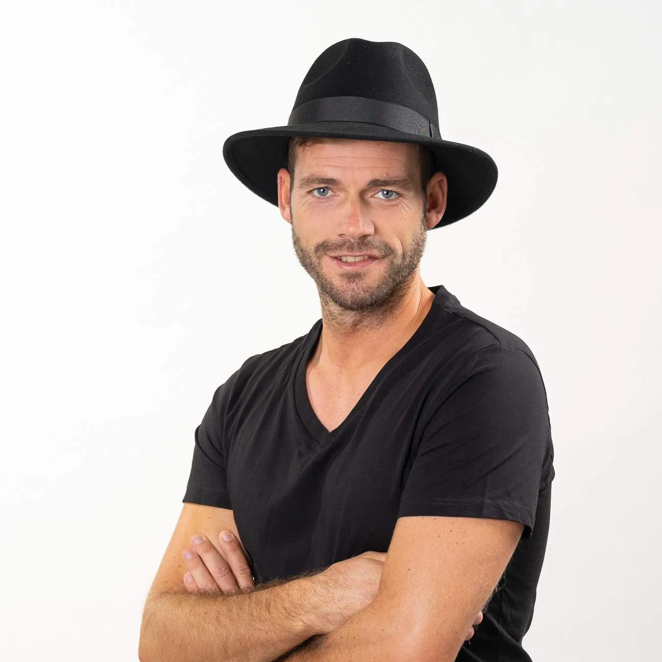 FORBUSITE Wool Felt Wide Brim Fedora Hats for Women Men