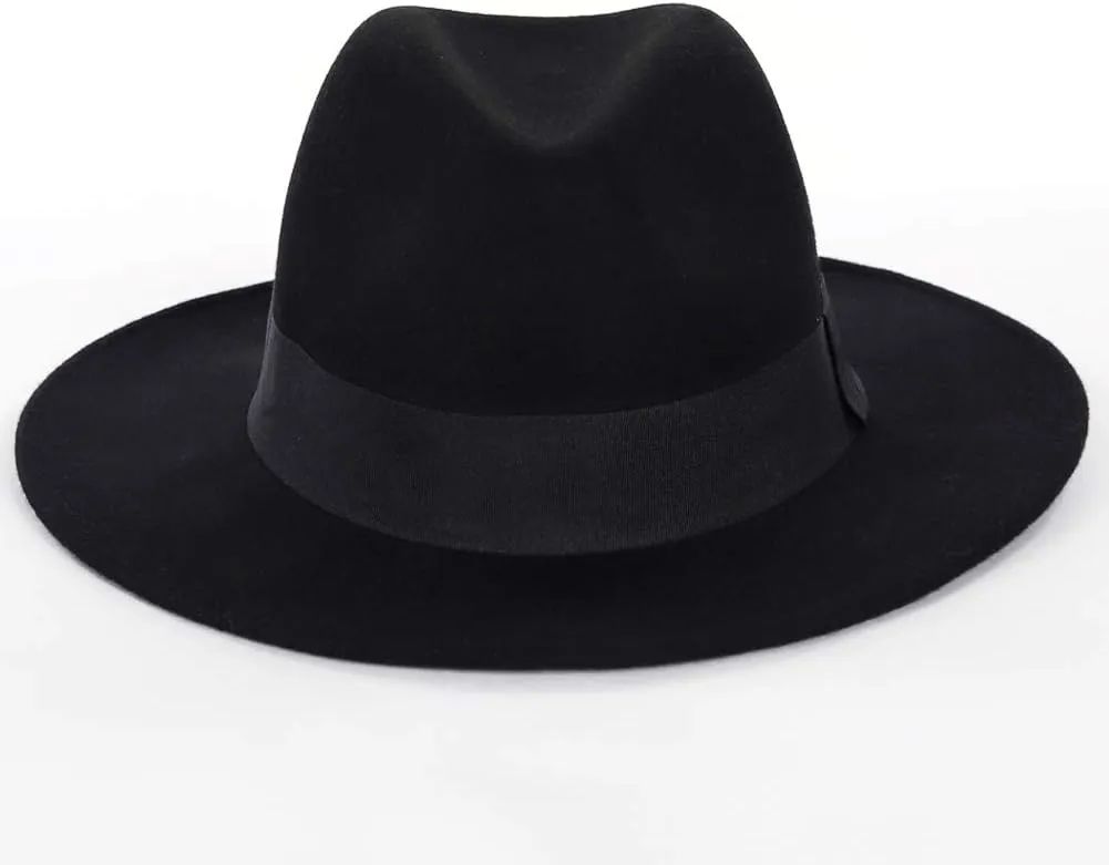 FORBUSITE Wool Felt Wide Brim Fedora Hats for Women Men