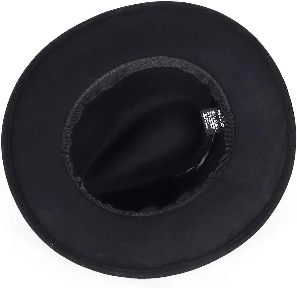 FORBUSITE Wool Felt Wide Brim Fedora Hats for Women Men