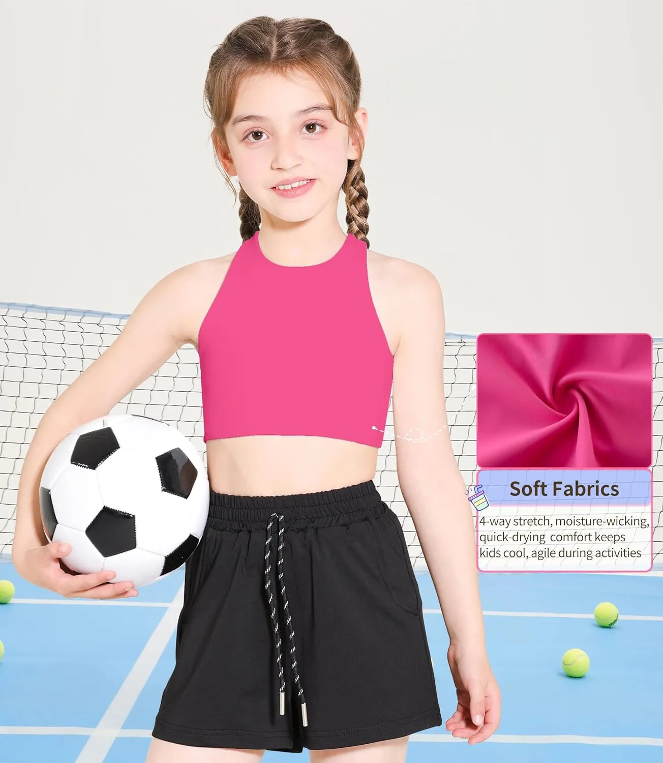 Girls Training Bra Scoop Neck Sports Bra for Teens Kids Strappy Back Dance Yoga Crop Tops
