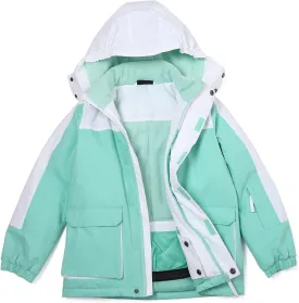 Girl's Waterproof Ski Jacket,Warm Winter Snow Coat,Hooded Fleece Outwear,Windproof RainCoat