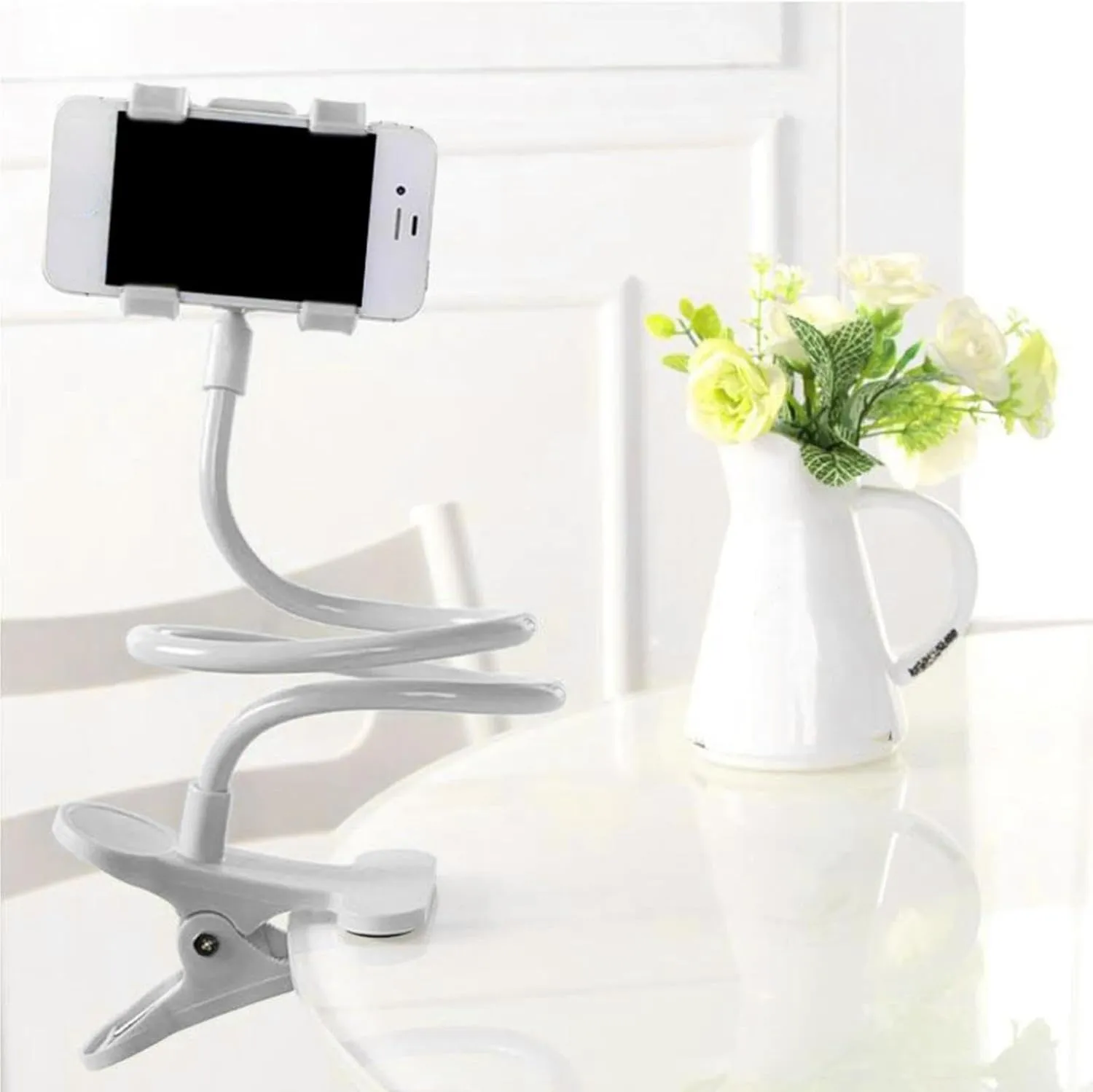 Gooseneck Phone Holder Universal Cell Phone Clip 360 Adjustable Bed Stand Holder with Non Slip Clip for All Phone,Flexible Long Lazy Arm Holder for Bed Desk Headboard Table (Black)