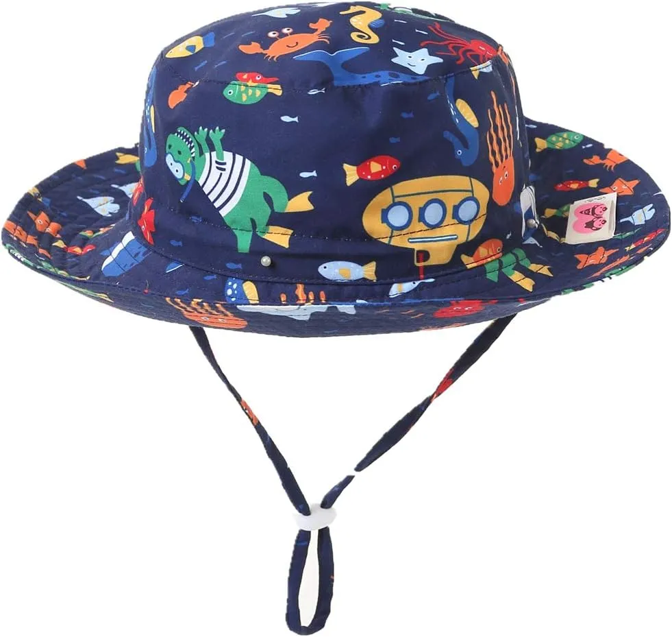Home Prefer UPF50  Wide Brim Sun Hat Boys Girls Sun Protection Hat Zoo Beach Swim Safari Bucket Hat for Baby Toddler Kid