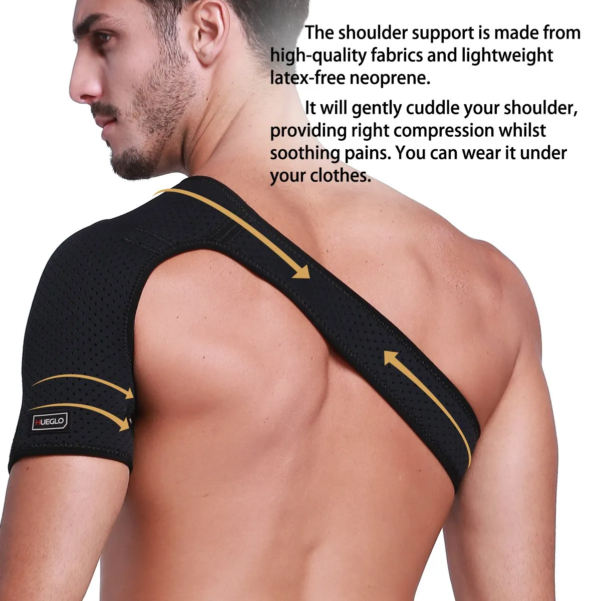 Hueglo Left Shoulder Brace for Women Men Rotator Cuff,Adjustable Shoulder Support for Shoulder Pain ReliefDislocated AC Joint,Labrum Tear,Sprain,Soreness, Tendinitis,Shoulder Support Strap