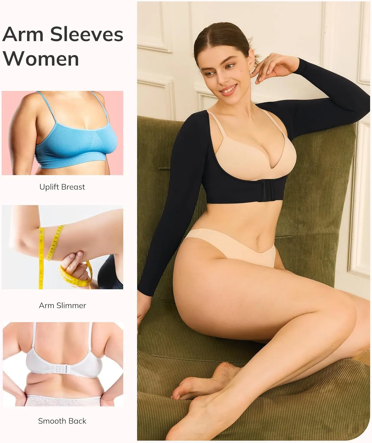LODAY Arm Compression Sleeve Women Upper Arm Shaper Lipo Post Surgery Arm Sleeves for Women