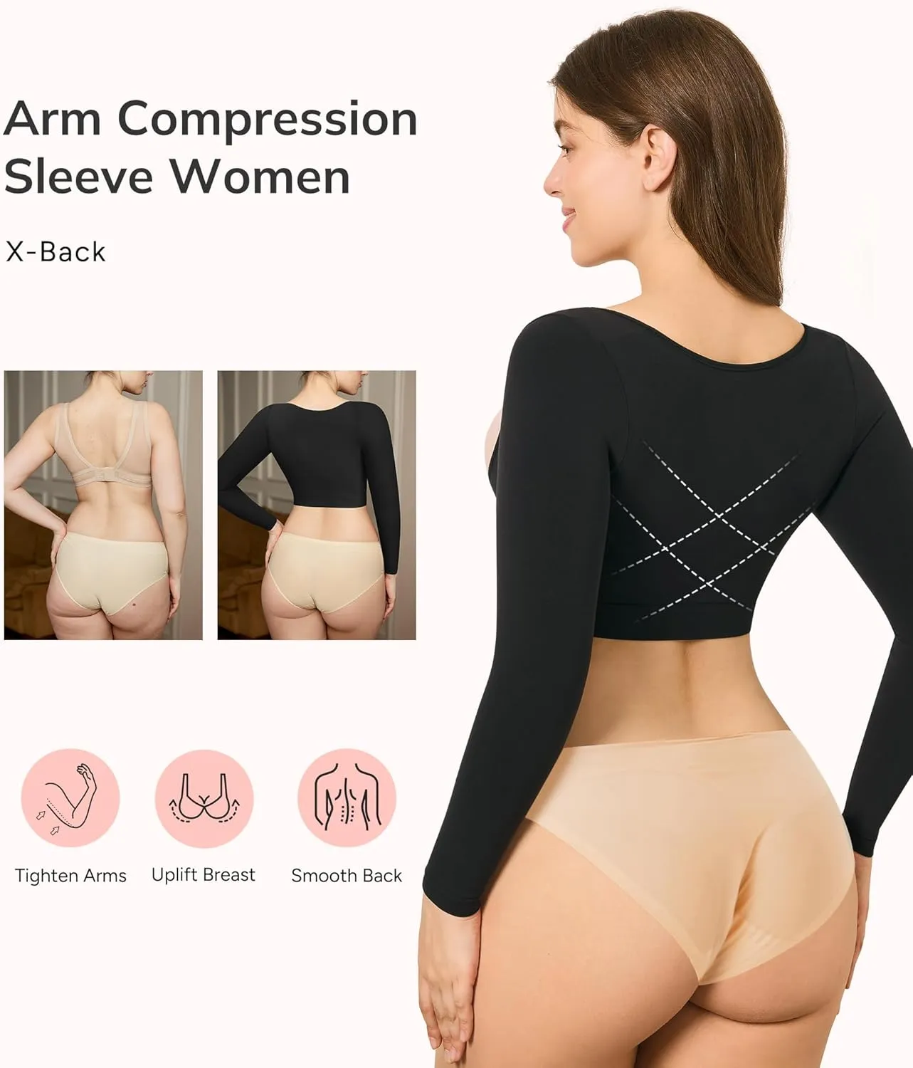 LODAY Arm Compression Sleeve Women Upper Arm Shaper Lipo Post Surgery Arm Sleeves for Women