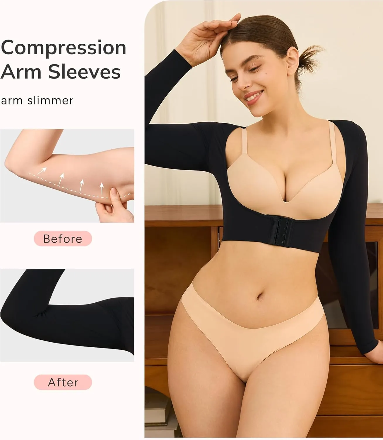 LODAY Arm Compression Sleeve Women Upper Arm Shaper Lipo Post Surgery Arm Sleeves for Women