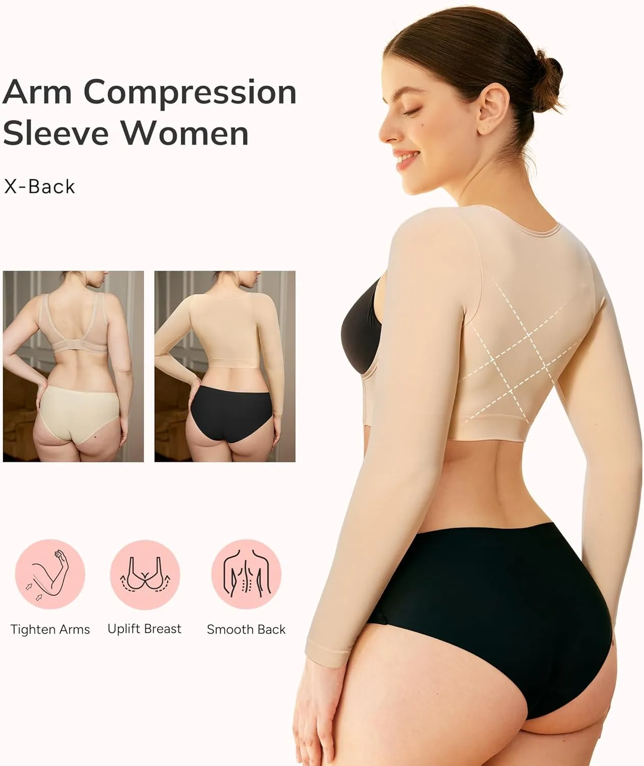 LODAY Arm Compression Sleeve Women Upper Arm Shaper Lipo Post Surgery Arm Sleeves for Women